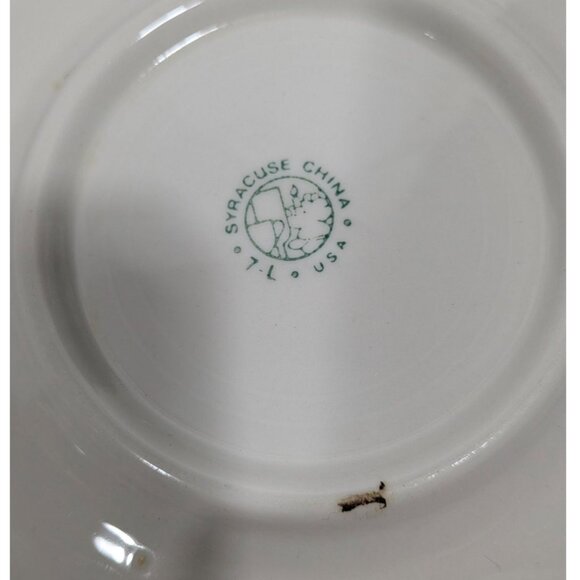 Syracuse China White Red Band Ceramic Plate 6.5" Scalloped Edge Vintage - Picture 5 of 5